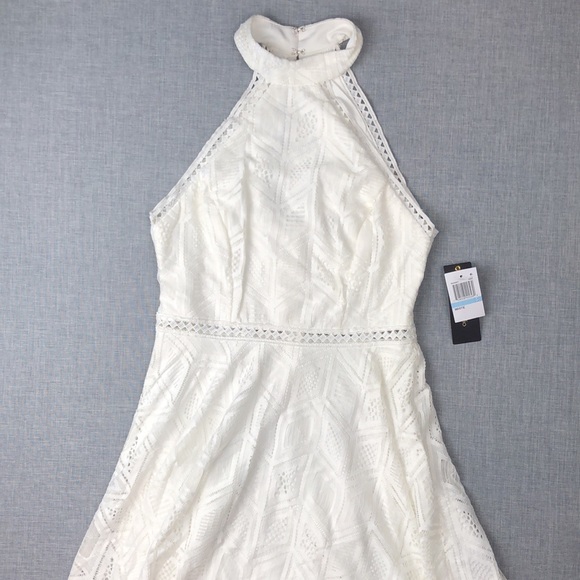 City Studio White Crochet Halter Dress Junior Size 3, 5, 13 Homecoming Prom - Picture 2 of 6